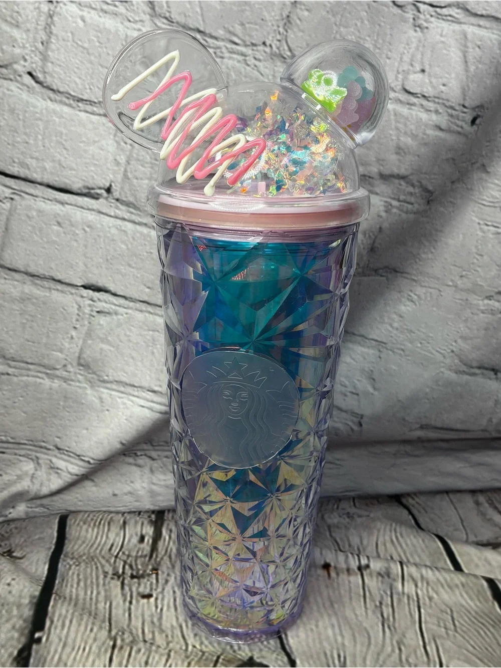 Starbucks Iridescent Purple Tumbler with‎ Pink Mickey Ears Lid